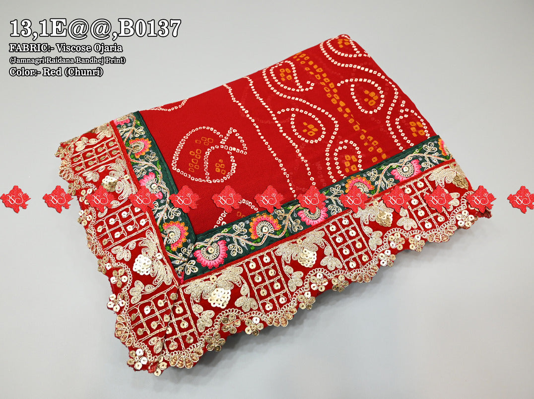Designer odhna with beautiful lace in viscose ojaria