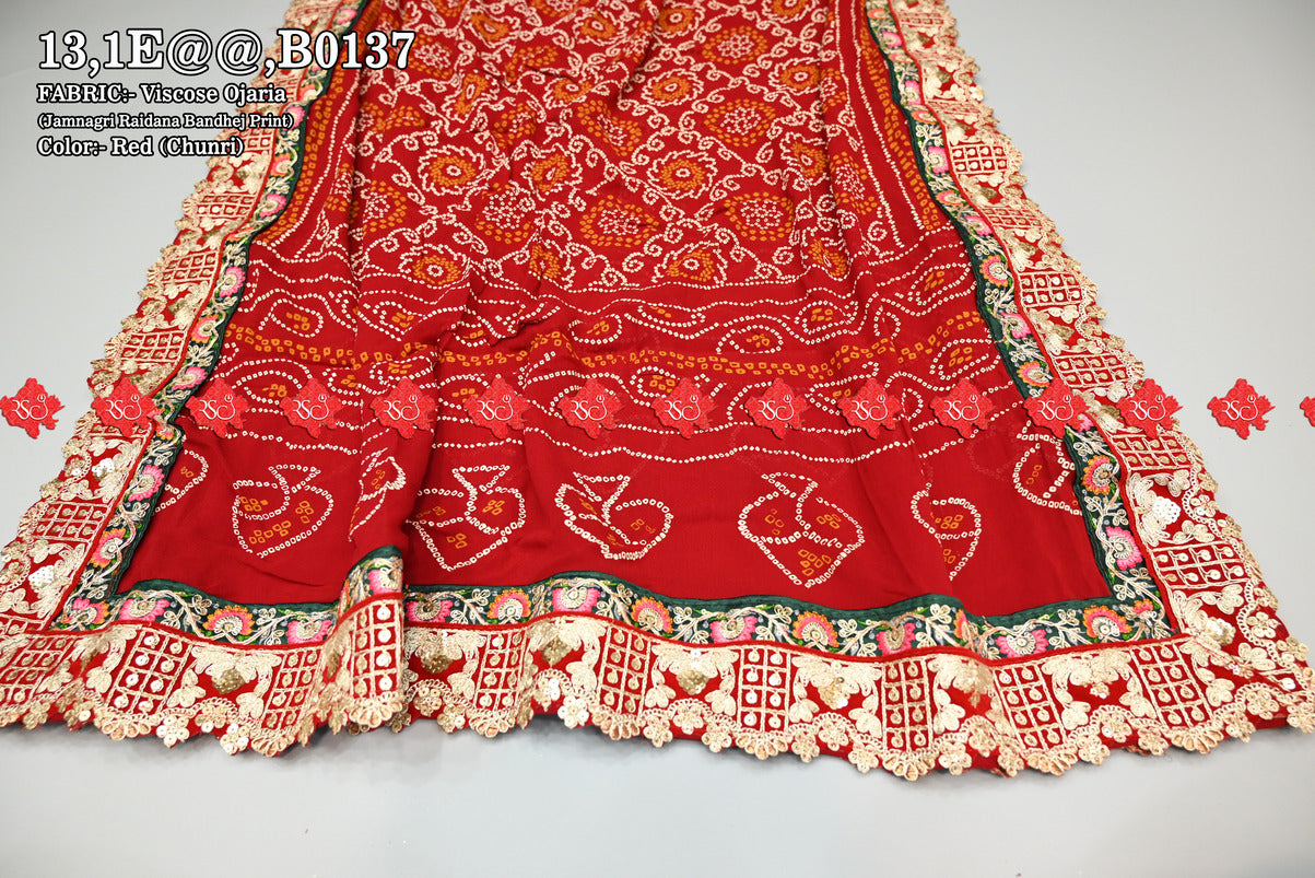 Designer odhna with beautiful lace in viscose ojaria