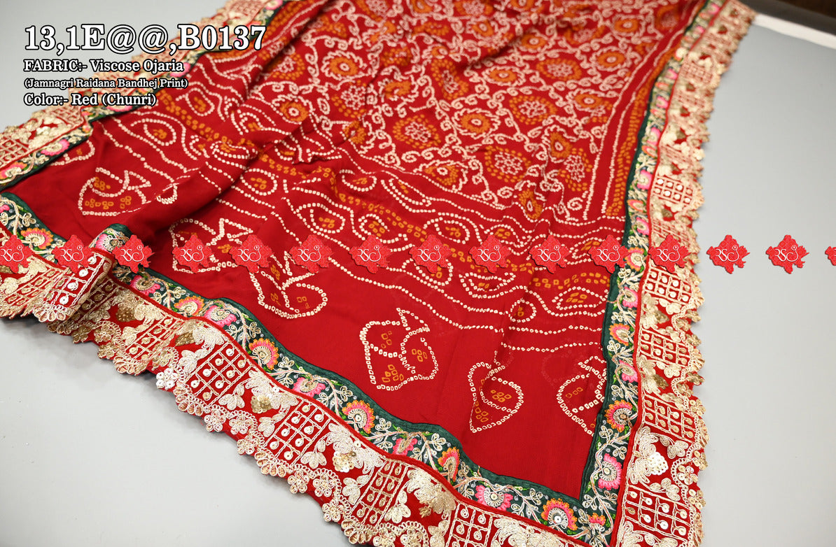 Designer odhna with beautiful lace in viscose ojaria