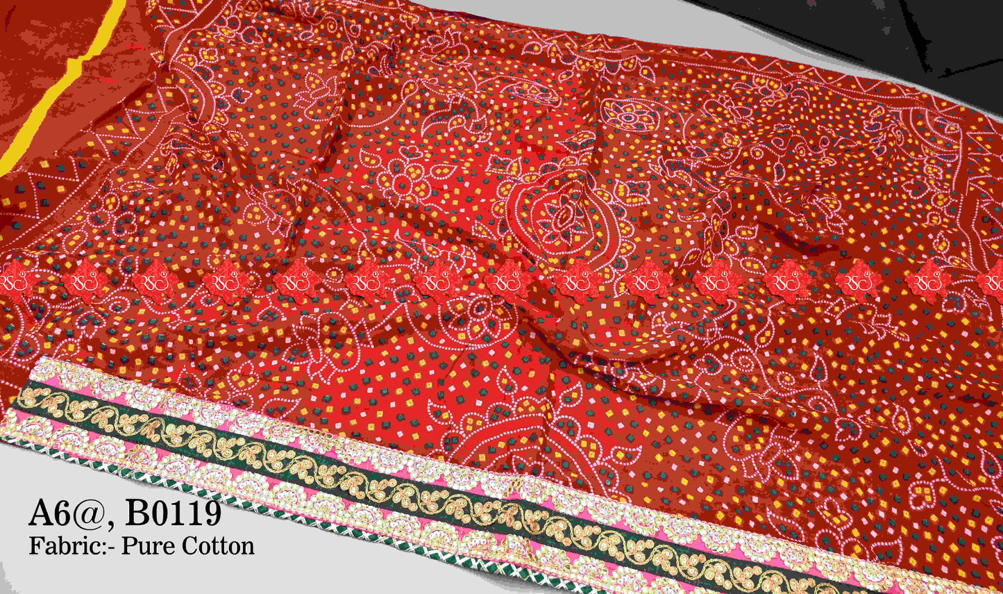 Pure Cotton Marwari Chunri With Beautifull Laces