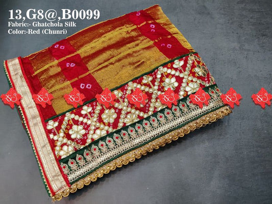 Beautiful Marwari Bandhej Gotta-patti Work Odhna - ranisatiyacreation