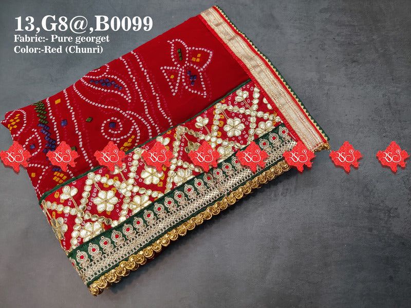 Beautiful Marwari Bandhej Gotta-patti Work Odhna - ranisatiyacreation