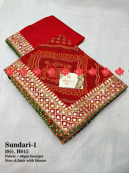 Beautiful designer chunri print saree for wedding function - ranisatiyacreation