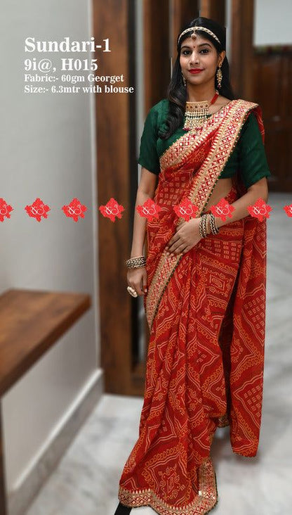 Beautiful designer chunri print saree for wedding function - ranisatiyacreation