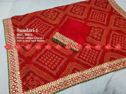 Beautiful designer chunri print saree for wedding function - ranisatiyacreation