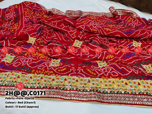 Ranisatiya Marwadi Designer Pure Georget/Pure Ojaria/Ghatchola with Bell Butti Open Odhna. - ranisatiyacreation