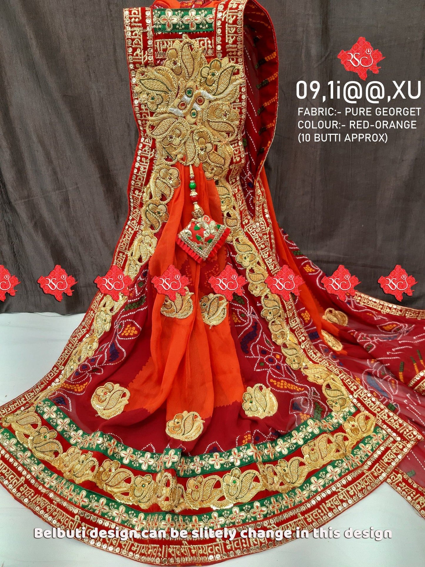 Latest Rajasthani Marwari Bandhej BelButti Broch Stole Pure Georget Odhna - ranisatiyacreation
