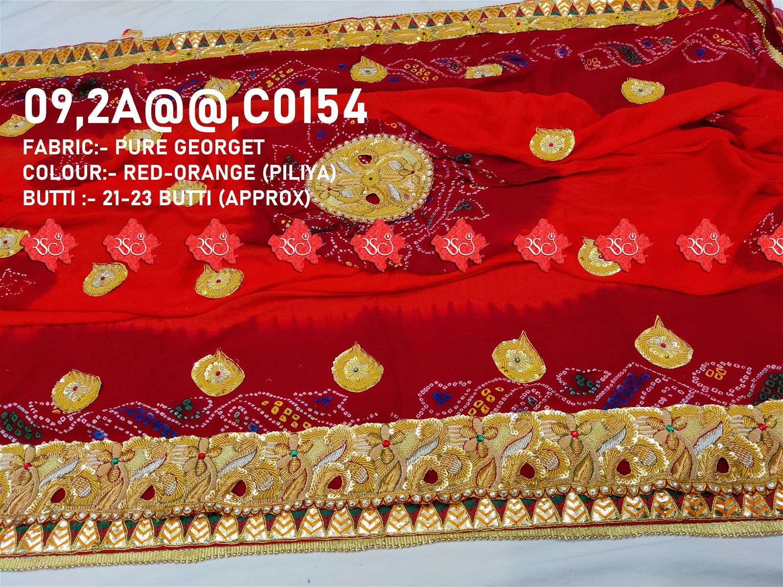 Ranisatiya Marwadi Bandhej Pure Georget/Pure Ojaria with Bell Butti Open  Odhna. - ranisatiyacreation