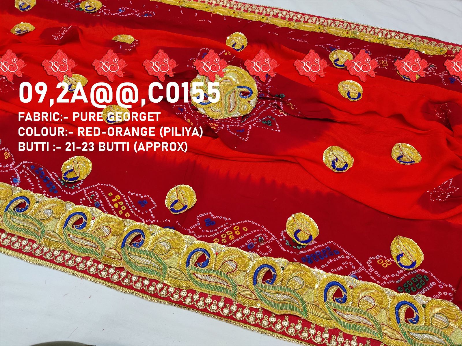 Ranisatiya Marwadi Bandhej Pure Georget/Pure Ojaria with Bell Butti Open Odhna. - ranisatiyacreation