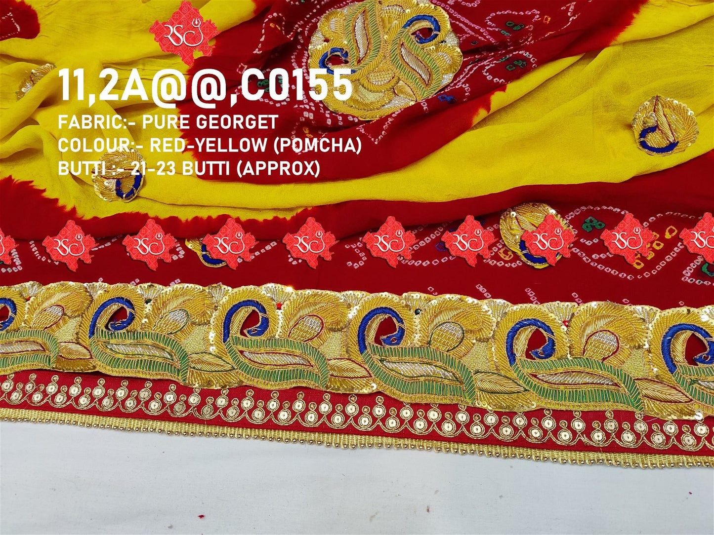 Ranisatiya Marwadi Bandhej Pure Georget/Pure Ojaria with Bell Butti Open Odhna. - ranisatiyacreation