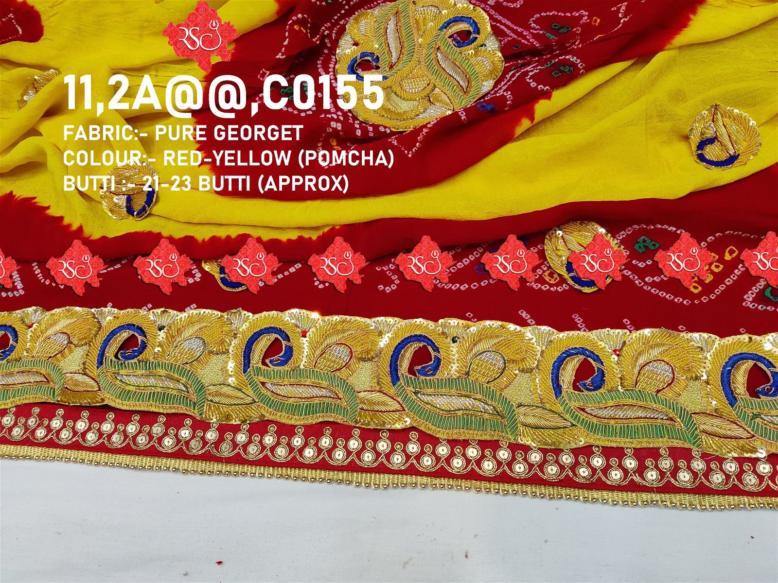 Ranisatiya Marwadi Bandhej Pure Georget/Pure Ojaria with Bell Butti Open Odhna. - ranisatiyacreation