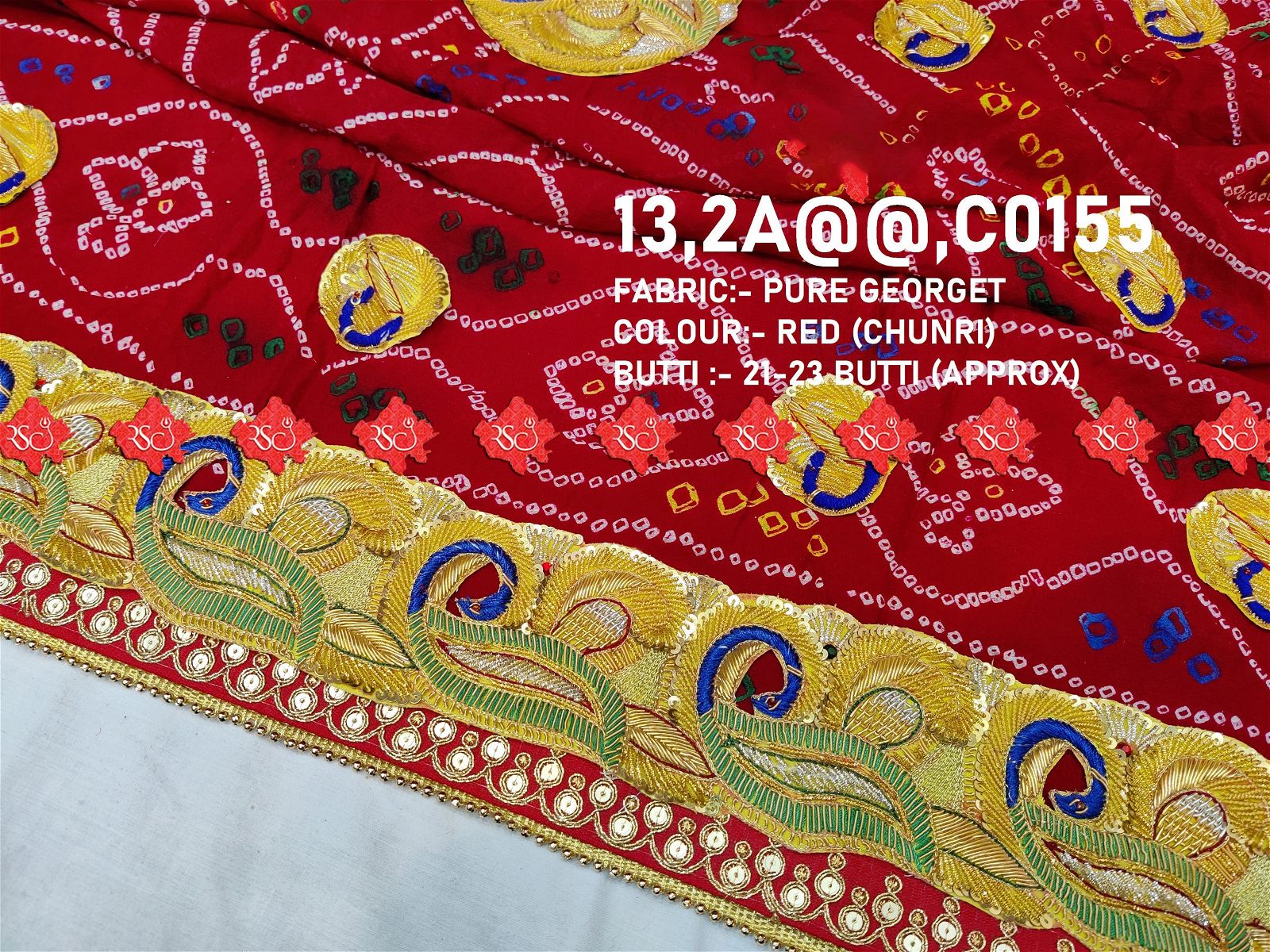 Ranisatiya Marwadi Bandhej Pure Georget/Pure Ojaria with Bell Butti Open Odhna. - ranisatiyacreation