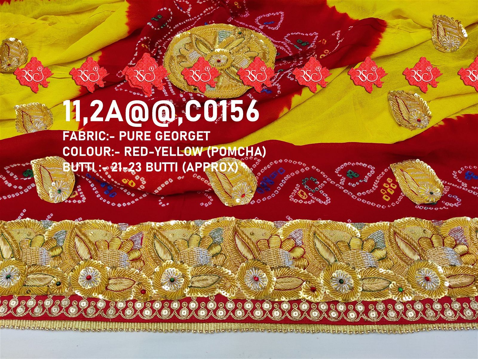 Ranisatiya Marwadi Bandhej Pure Georget/Pure Ojaria with Bell Butti Open Odhna. - ranisatiyacreation