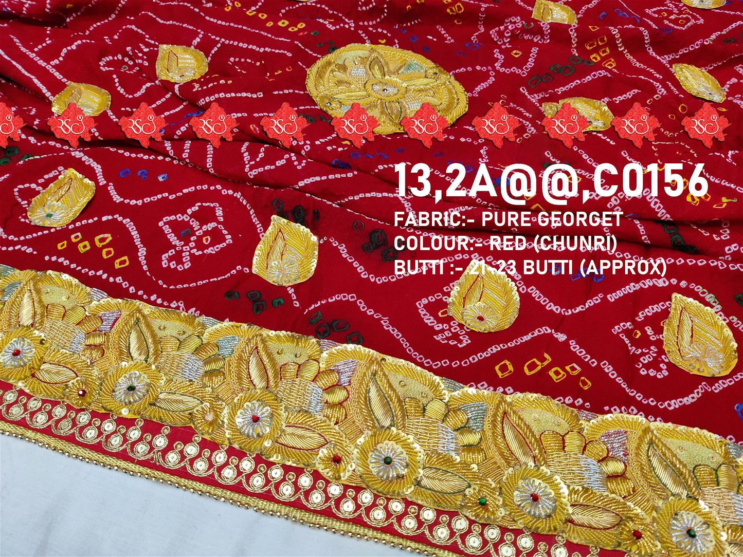Ranisatiya Marwadi Bandhej Pure Georget/Pure Ojaria with Bell Butti Open Odhna. - ranisatiyacreation