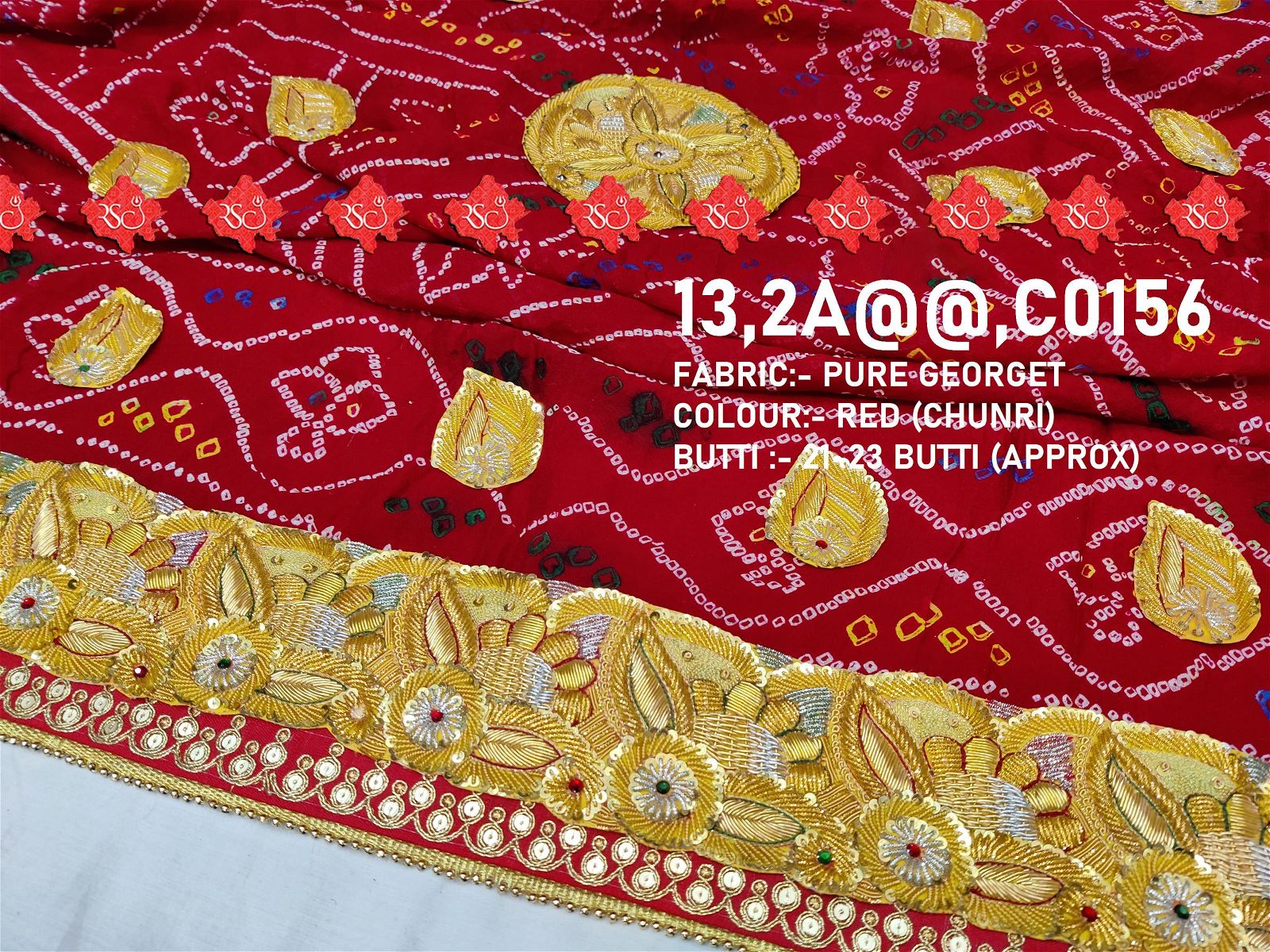 Ranisatiya Marwadi Bandhej Pure Georget/Pure Ojaria with Bell Butti Open Odhna. - ranisatiyacreation