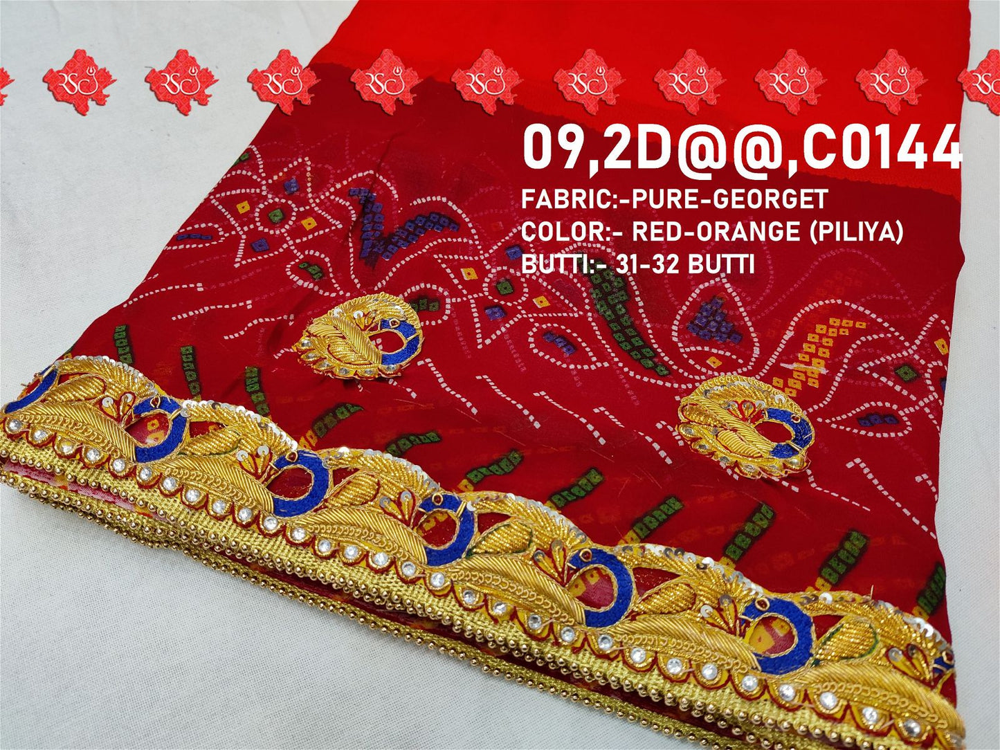 Ranisatiya Marwadi Bandhej Pure Georget/Pure Ojaria with Bell Butti Open Odhna. - ranisatiyacreation