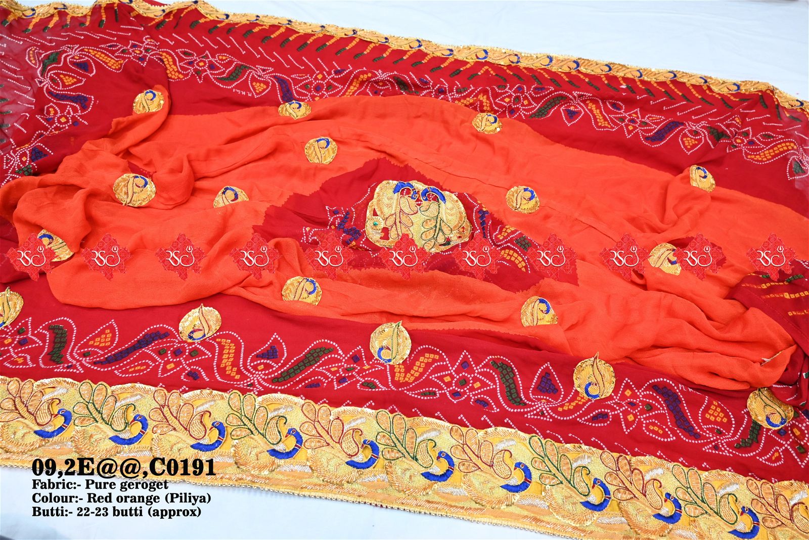 Ranisatiya Marwadi Bandhej Pure Georget/Pure Ojaria with Bell Butti Open Odhna. - ranisatiyacreation
