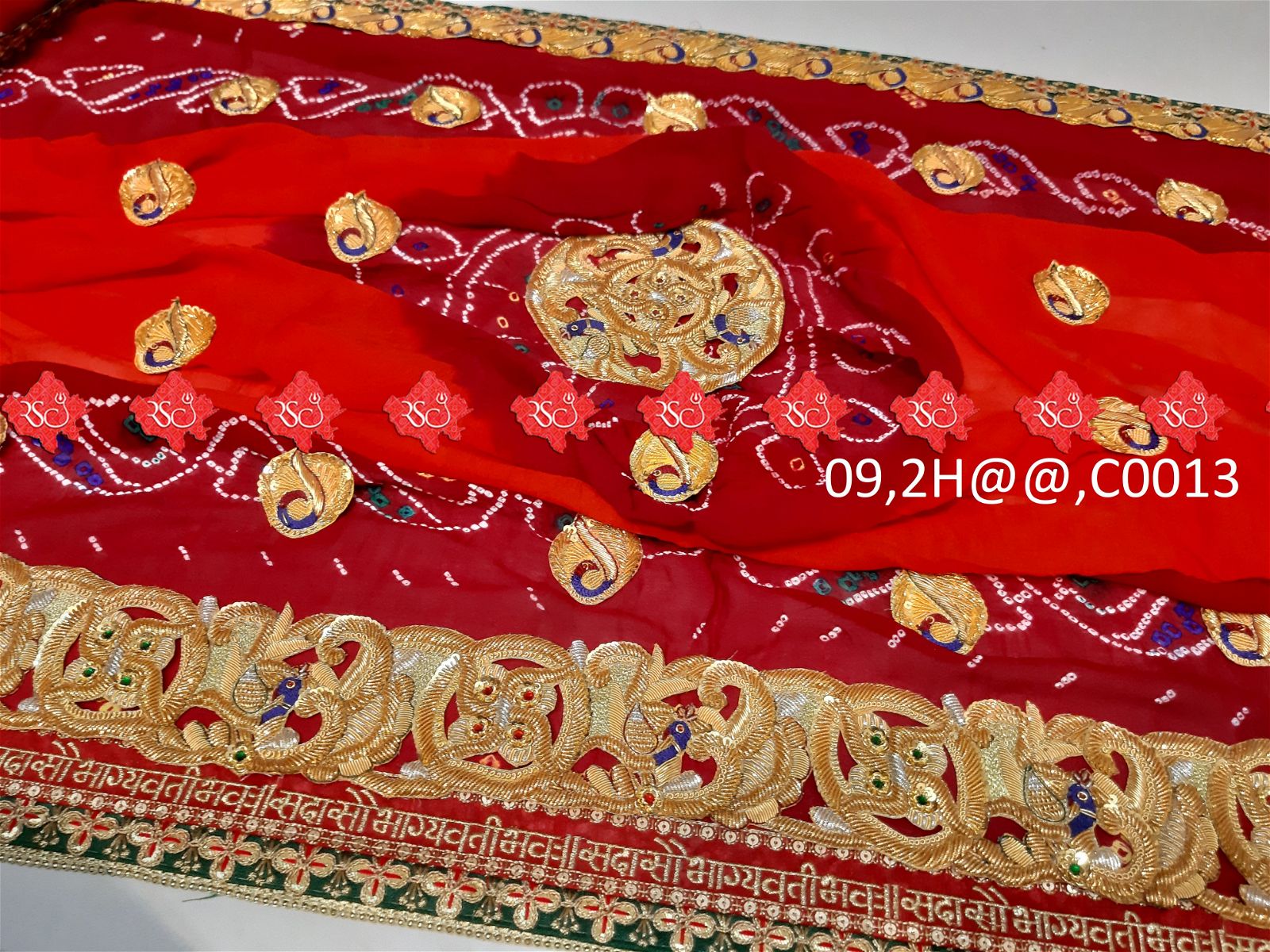 Ranisatiya Marwadi Bandhej Pure Georget/Pure Ojaria with Bell Butti Open Odhna. - ranisatiyacreation