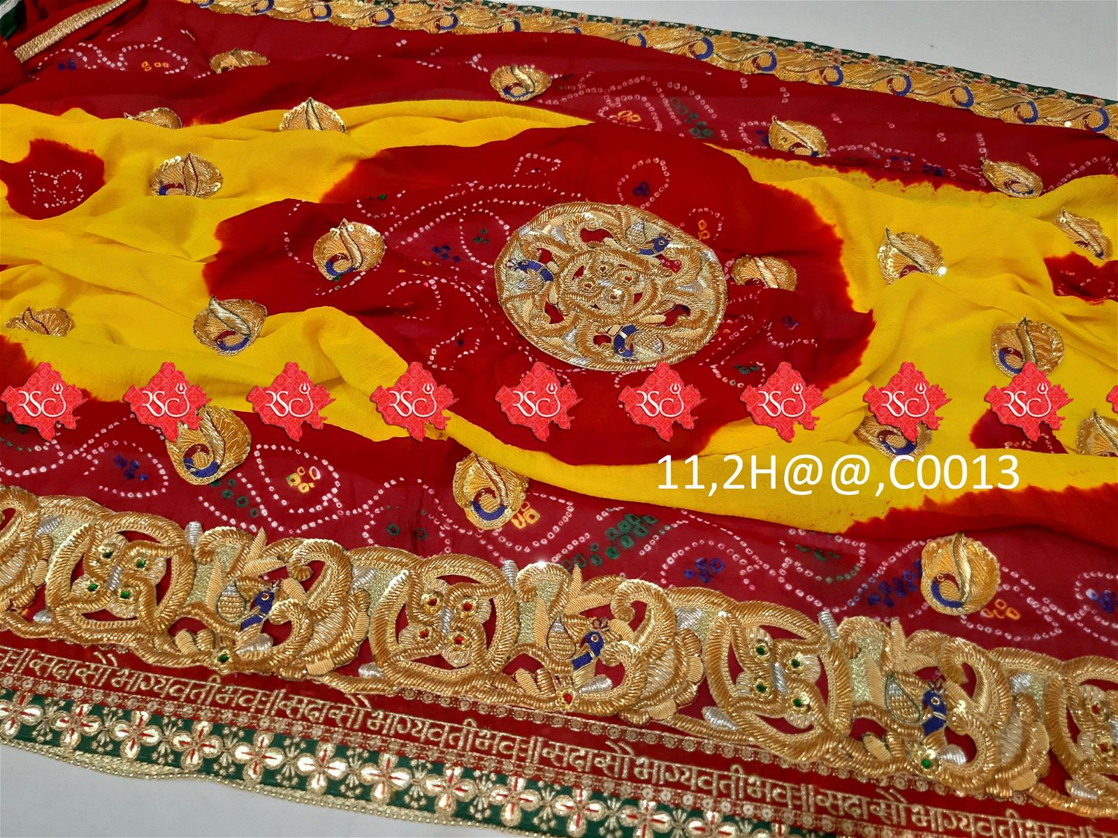 Ranisatiya Marwadi Bandhej Pure Georget/Pure Ojaria with Bell Butti Open Odhna. - ranisatiyacreation