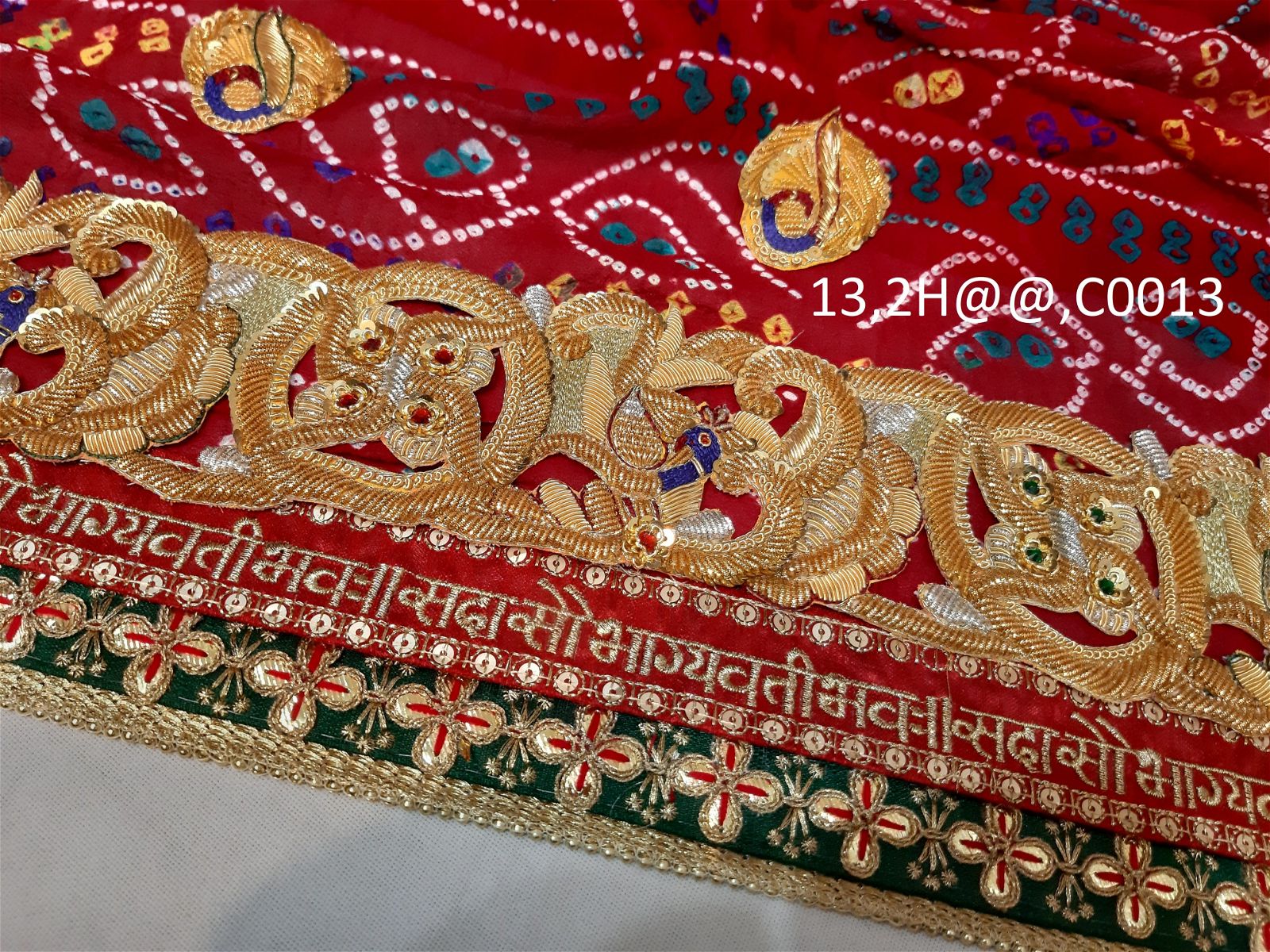 Ranisatiya Marwadi Bandhej Pure Georget/Pure Ojaria with Bell Butti Open Odhna. - ranisatiyacreation