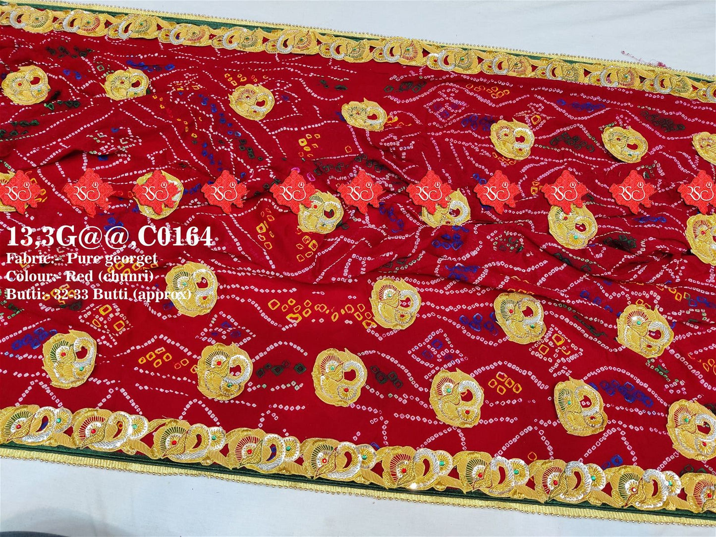 Ranisatiya Marwadi Bandhej Pure Georget/Pure Ojaria with Bell Butti Open Odhna. - ranisatiyacreation