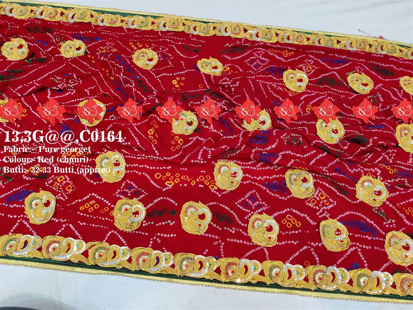 Ranisatiya Marwadi Bandhej Pure Georget/Pure Ojaria with Bell Butti Open Odhna. - ranisatiyacreation
