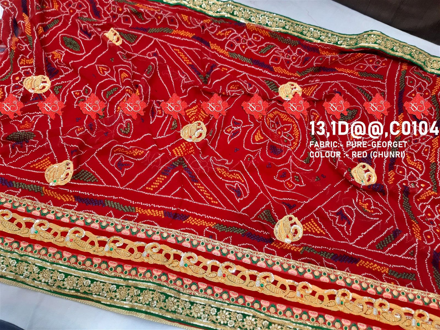 Ranisatiya Marwadi Designer Pure Georget/Pure Ojaria with Bell Butti Open Odhna. - ranisatiyacreation
