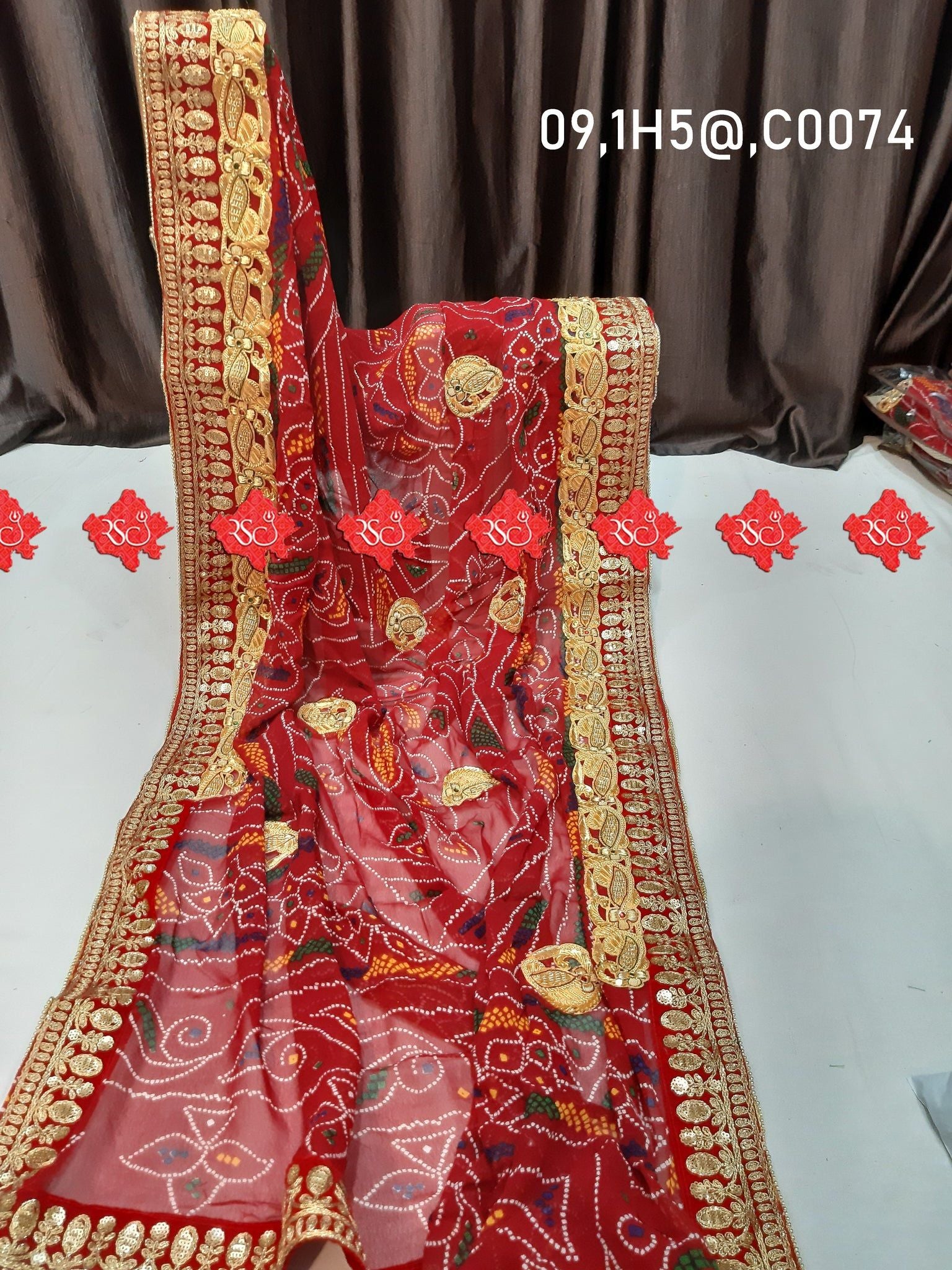 Ranisatiya Marwadi Designer Pure Georget/Pure Ojaria with Bell Butti Open Odhna. - ranisatiyacreation