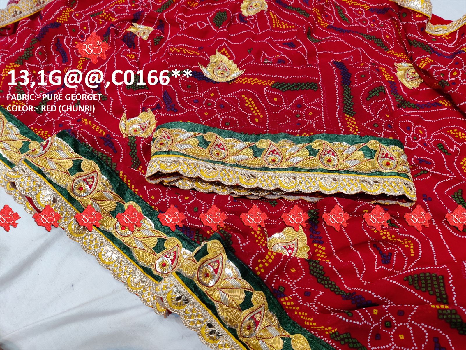 Ranisatiya Marwadi Designer Pure Georget/Pure Ojaria with Bell Butti Open Odhna. - ranisatiyacreation