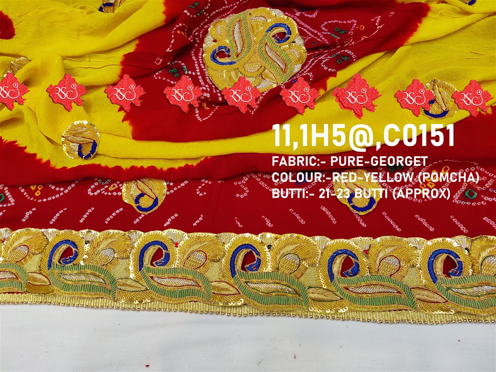 Ranisatiya Rajasthani Marwadi Designer Pure Georget/Pure Ojaria with Bell Butti Open  Odhna. - ranisatiyacreation