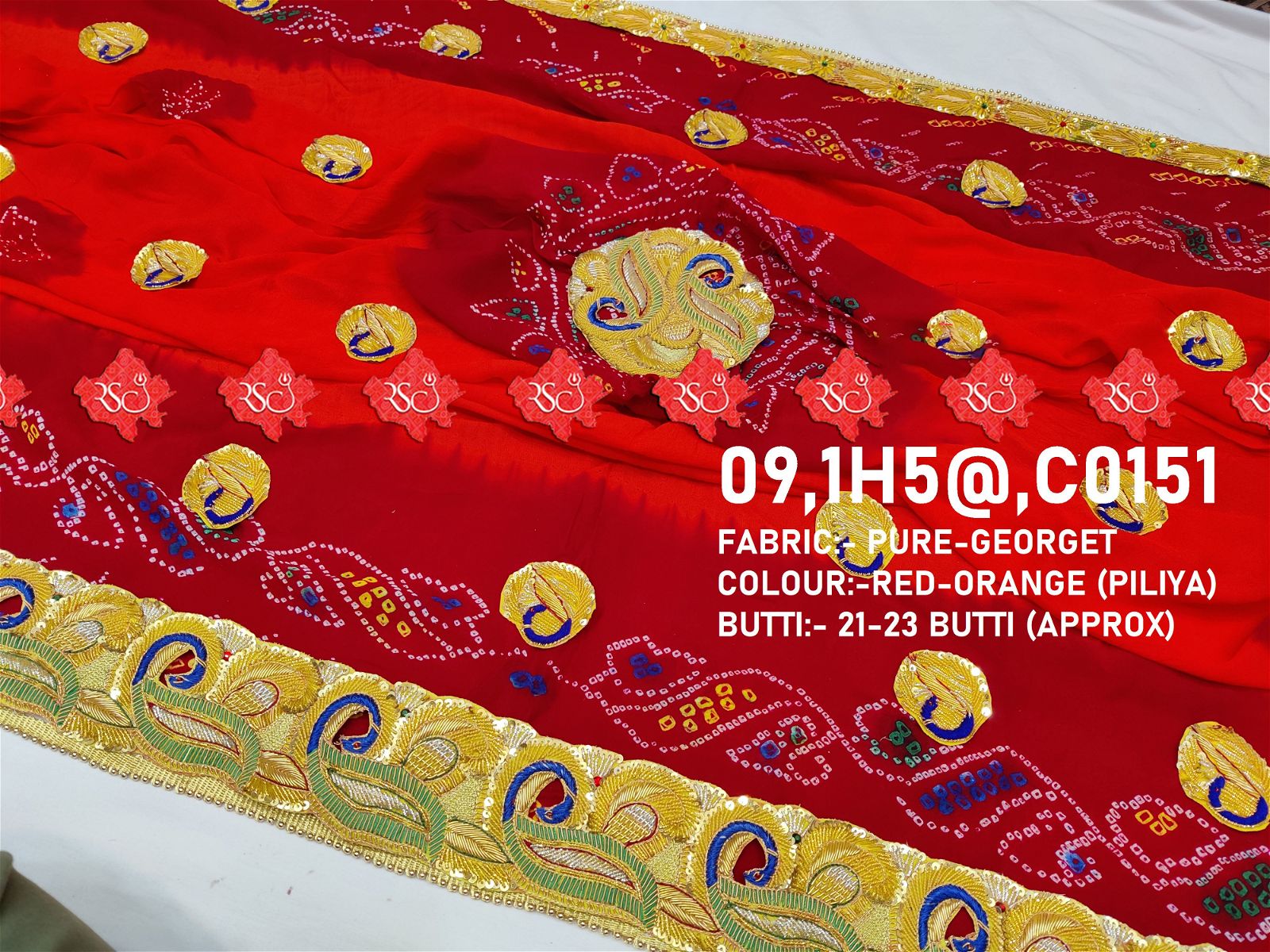 Ranisatiya Rajasthani Marwadi Designer Pure Georget/Pure Ojaria with Bell Butti Open  Odhna. - ranisatiyacreation
