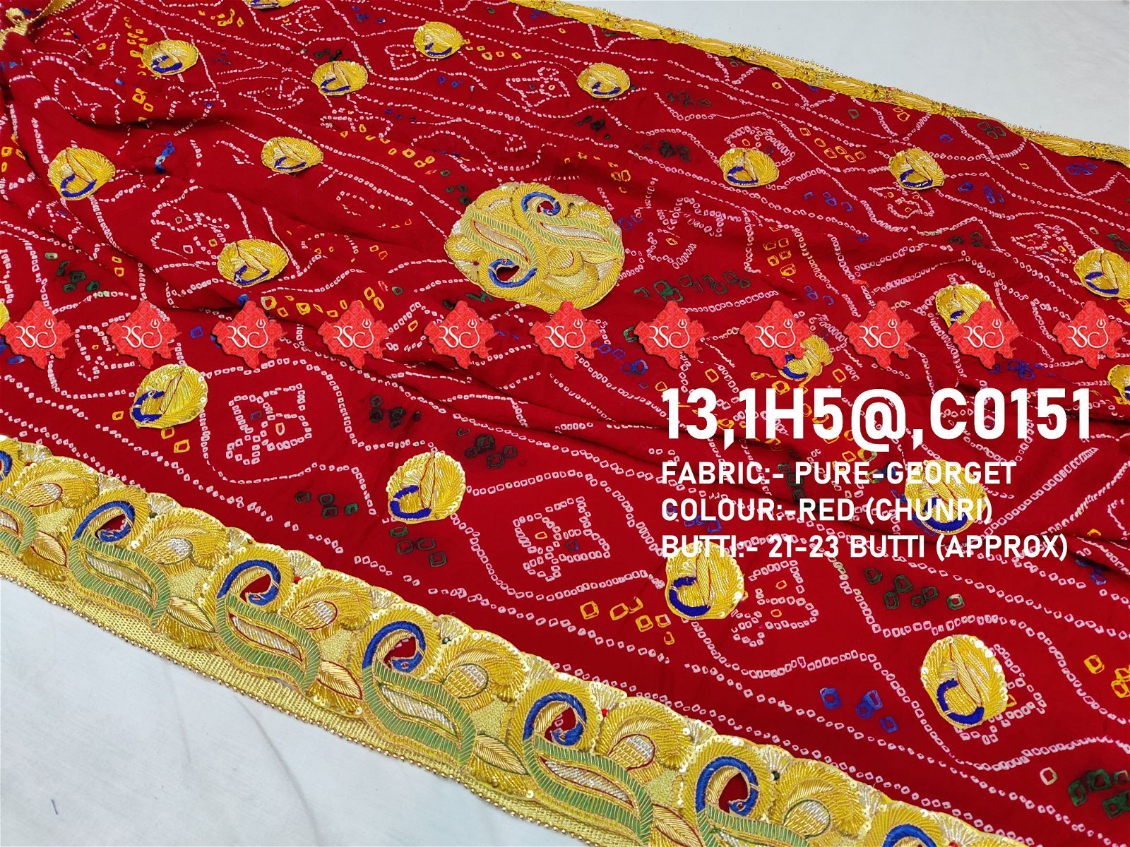 Ranisatiya Rajasthani Marwadi Designer Pure Georget/Pure Ojaria with Bell Butti Open  Odhna. - ranisatiyacreation