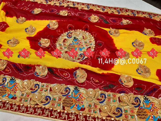 Ranisatiya Marwadi Bandhej Pure Georget/Pure Ojaria with Bell Butti Open Odhna - ranisatiyacreation