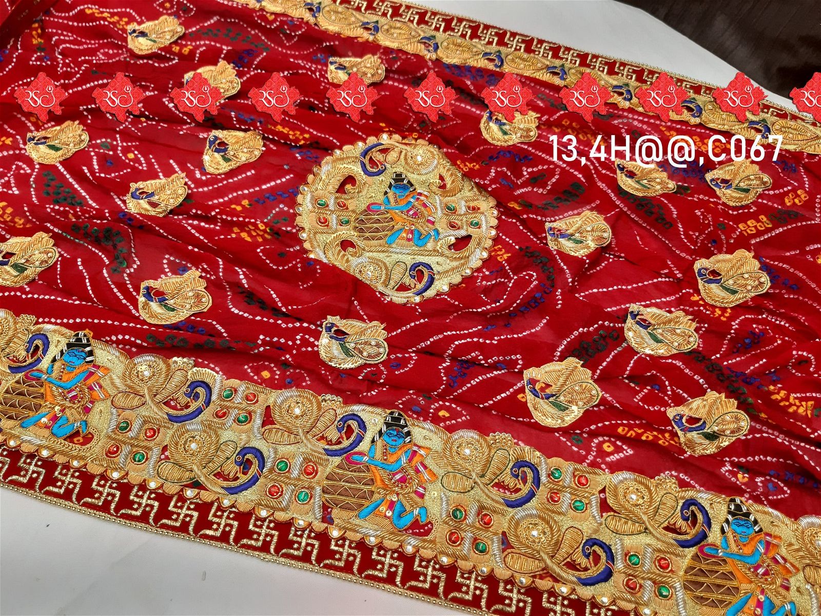 Ranisatiya Marwadi Bandhej Pure Georget/Pure Ojaria with Bell Butti Open Odhna - ranisatiyacreation
