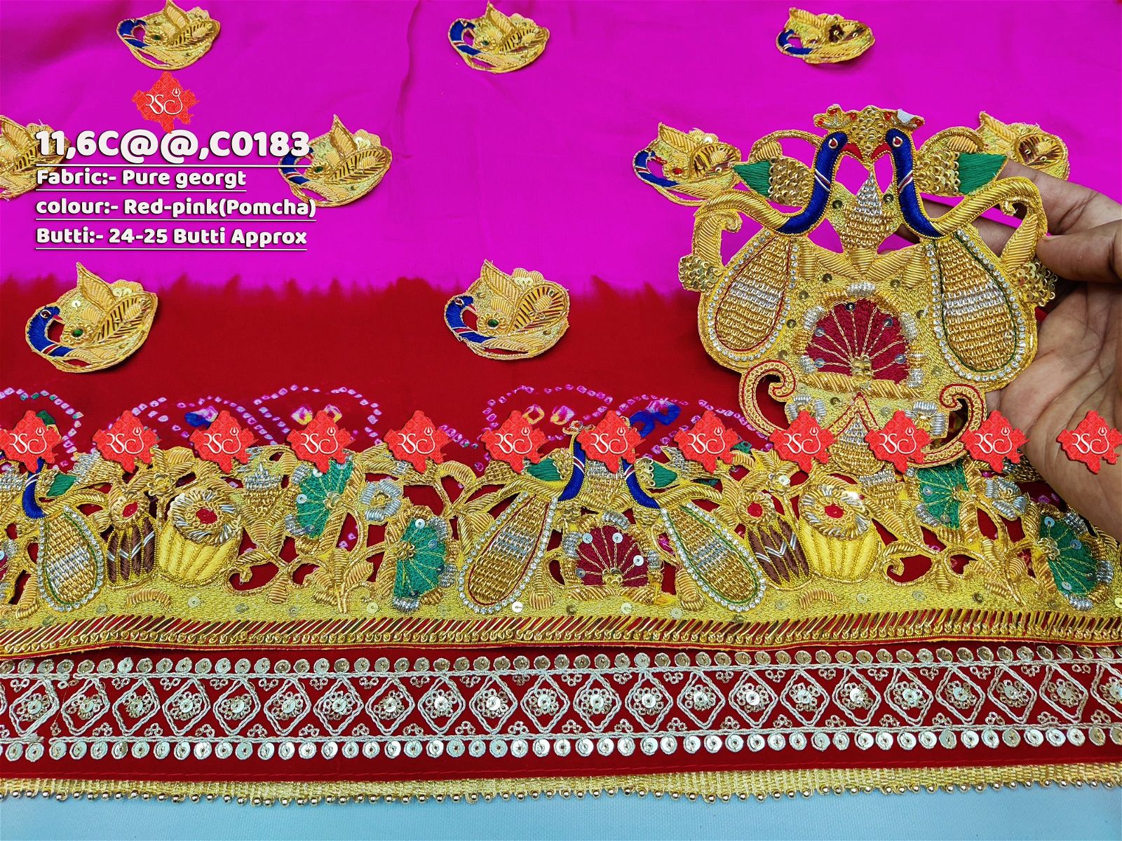 Ranisatiya Marwadi Bandhej Pure Georget/Pure Ojaria with Bell Butti Open Odhna - ranisatiyacreation