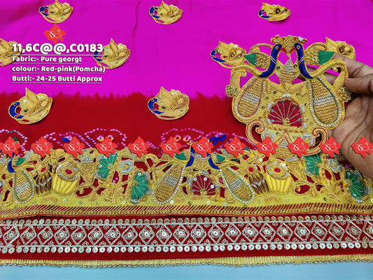 Ranisatiya Marwadi Bandhej Pure Georget/Pure Ojaria with Bell Butti Open Odhna - ranisatiyacreation