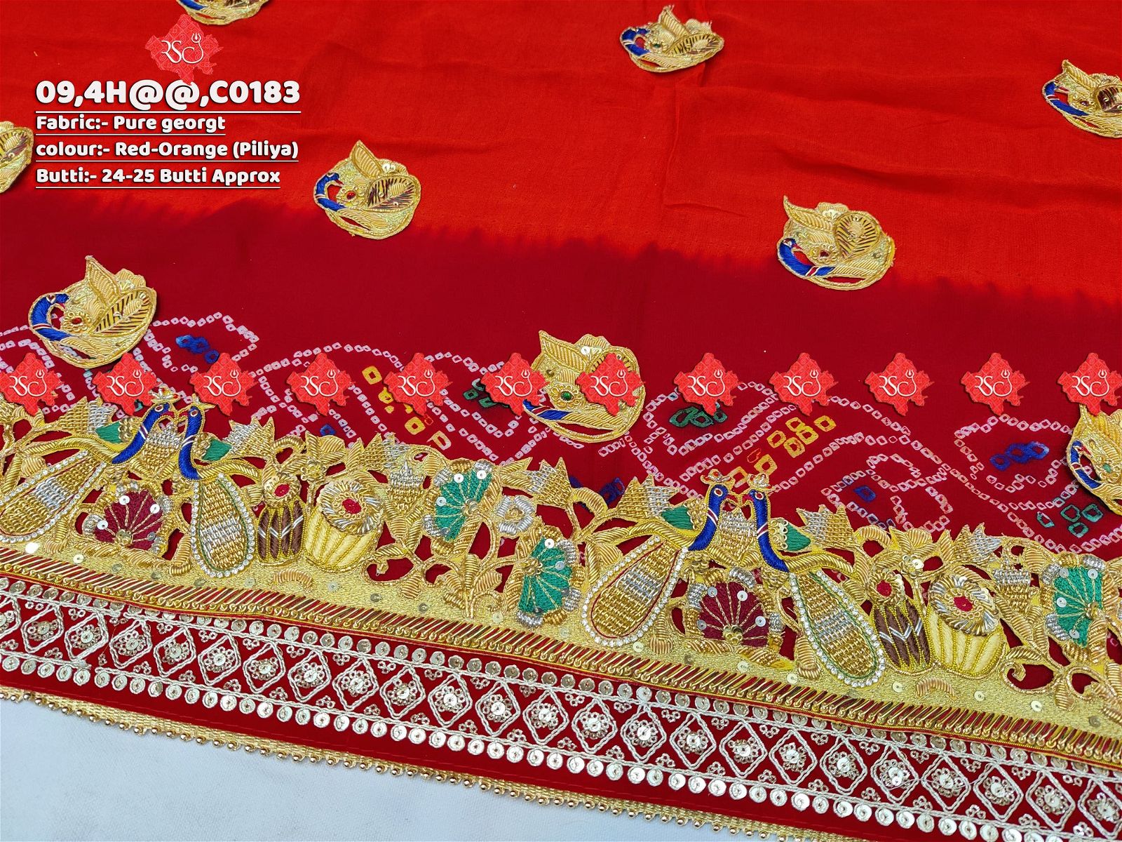 Ranisatiya Marwadi Bandhej Pure Georget/Pure Ojaria with Bell Butti Open Odhna - ranisatiyacreation