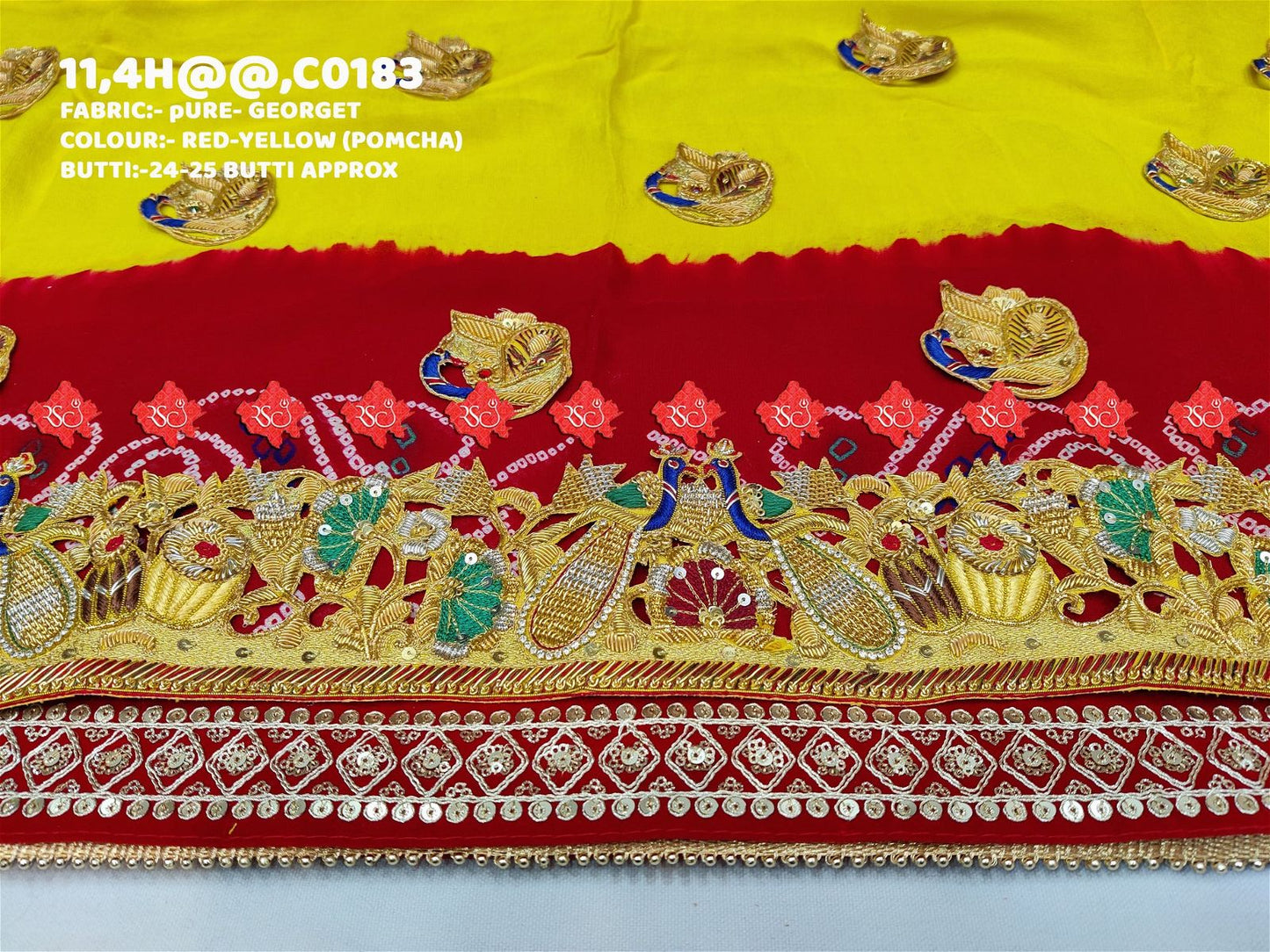 Ranisatiya Marwadi Bandhej Pure Georget/Pure Ojaria with Bell Butti Open Odhna - ranisatiyacreation