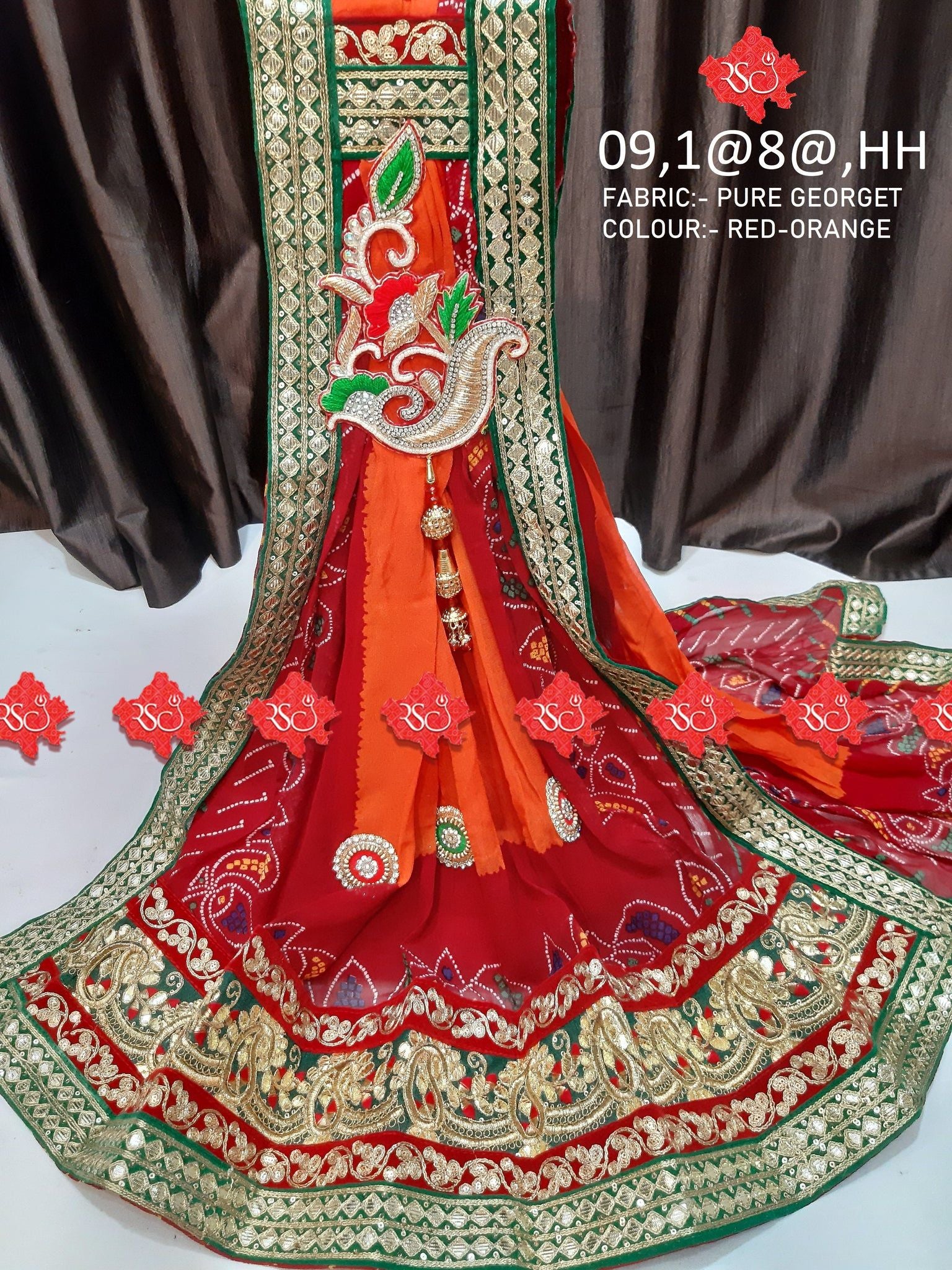 Rajasthani Marwari Broch stole Pure Georget Duppta - ranisatiyacreation