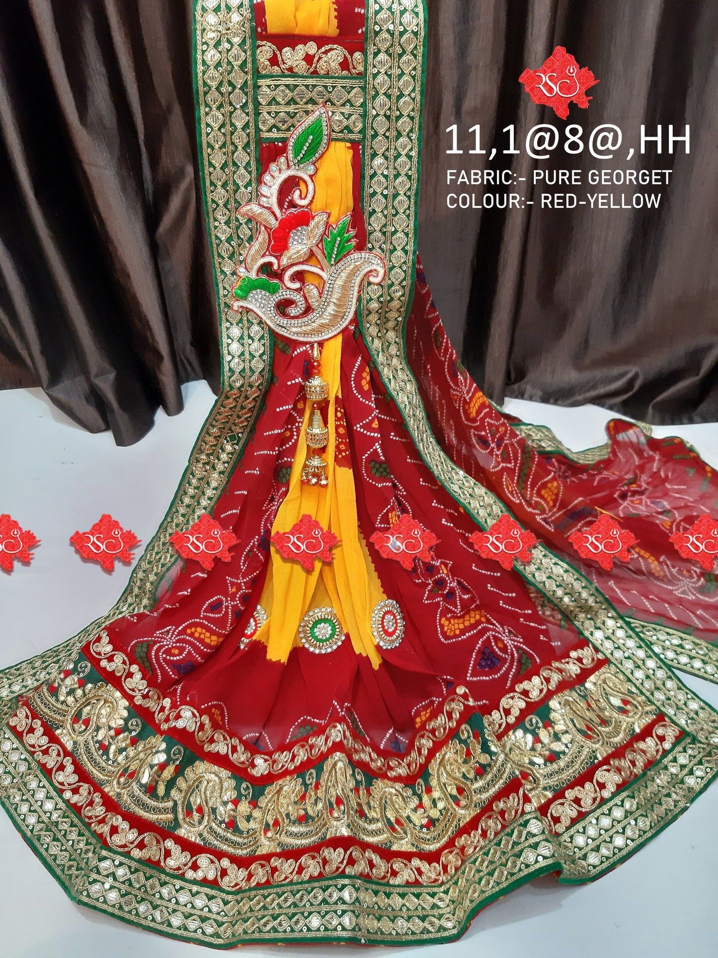 Rajasthani Marwari Broch stole Pure Georget Duppta - ranisatiyacreation