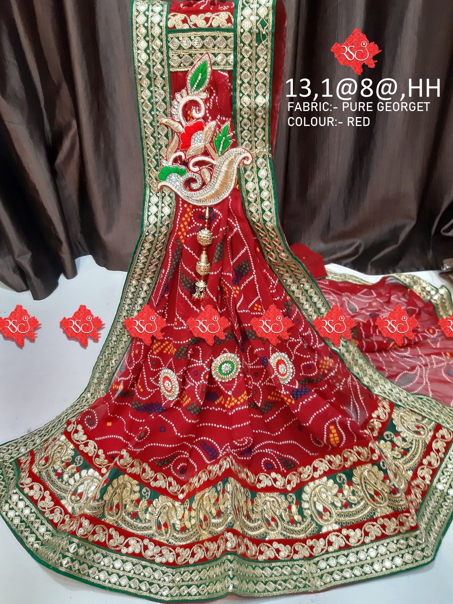 Rajasthani Marwari Broch stole Pure Georget Duppta - ranisatiyacreation