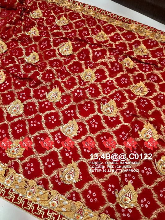 Ranisatiya Marwadi Designer Banarasi Ojaria with Bell Butti Open Odhna. - ranisatiyacreation