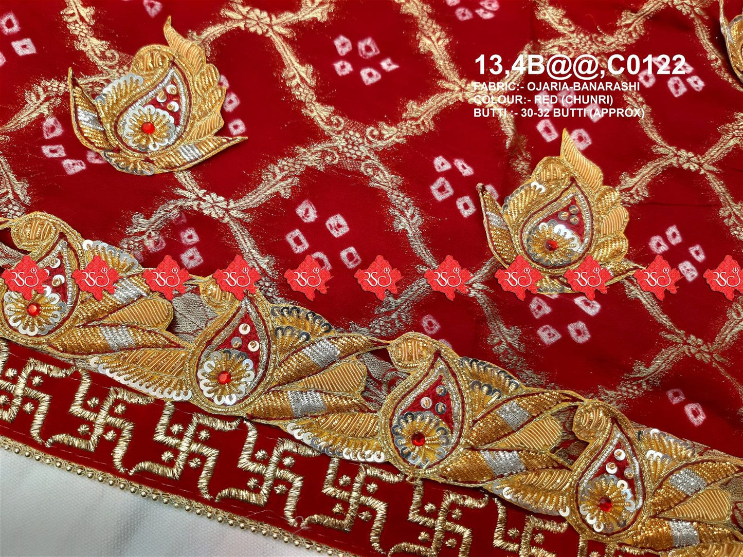 Ranisatiya Marwadi Designer Banarasi Ojaria with Bell Butti Open Odhna. - ranisatiyacreation