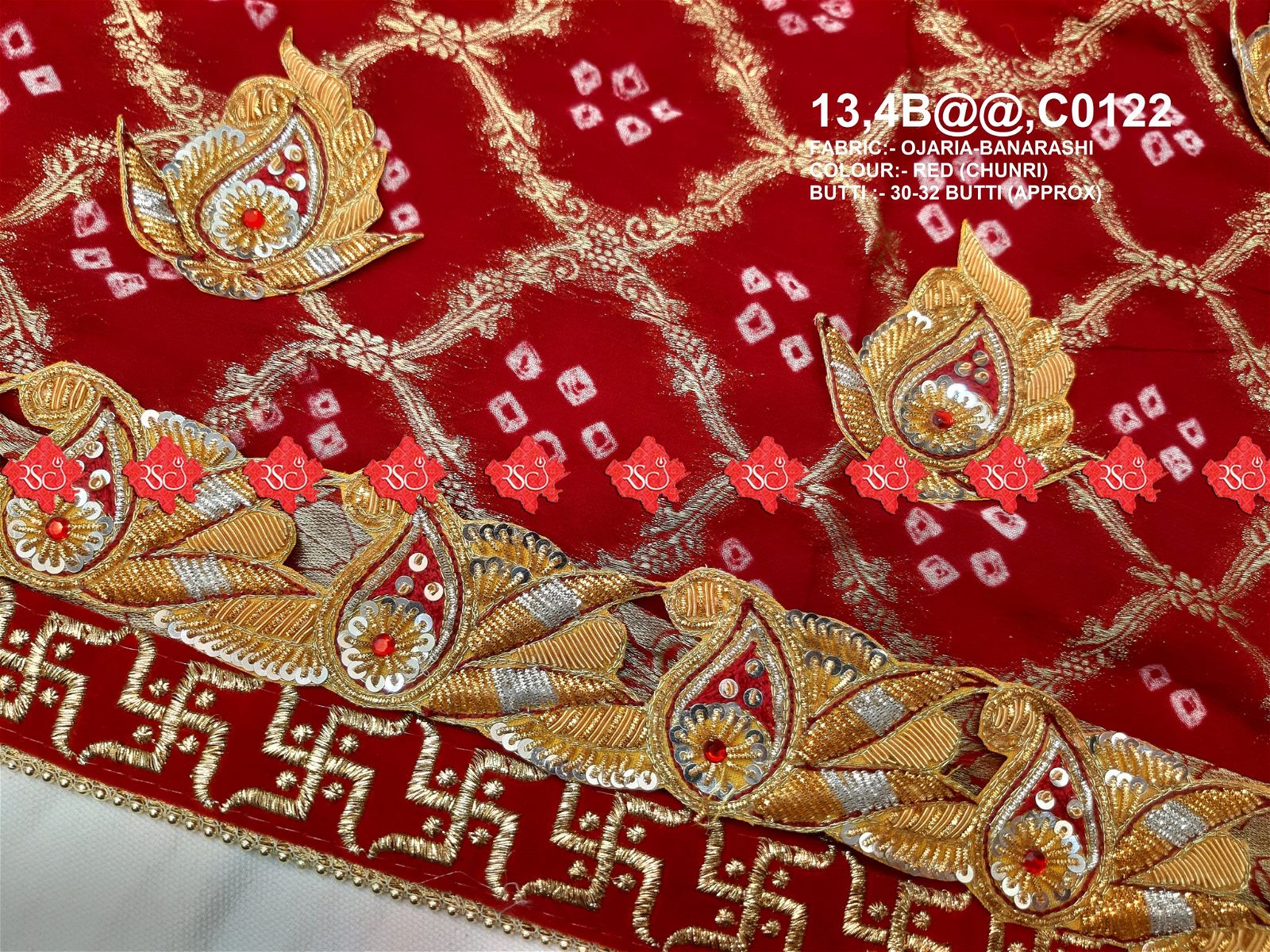 Ranisatiya Marwadi Designer Banarasi Ojaria with Bell Butti Open Odhna. - ranisatiyacreation