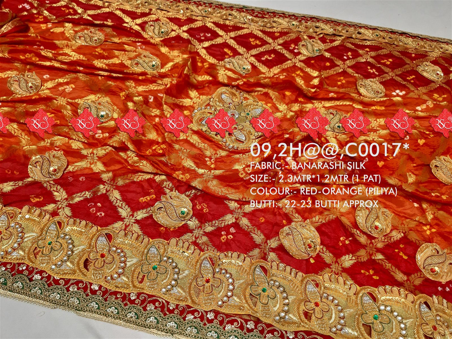 Ranisatiya Marwadi Designer Banarasi Silk with Bell Butti  Broch Odhna. - ranisatiyacreation