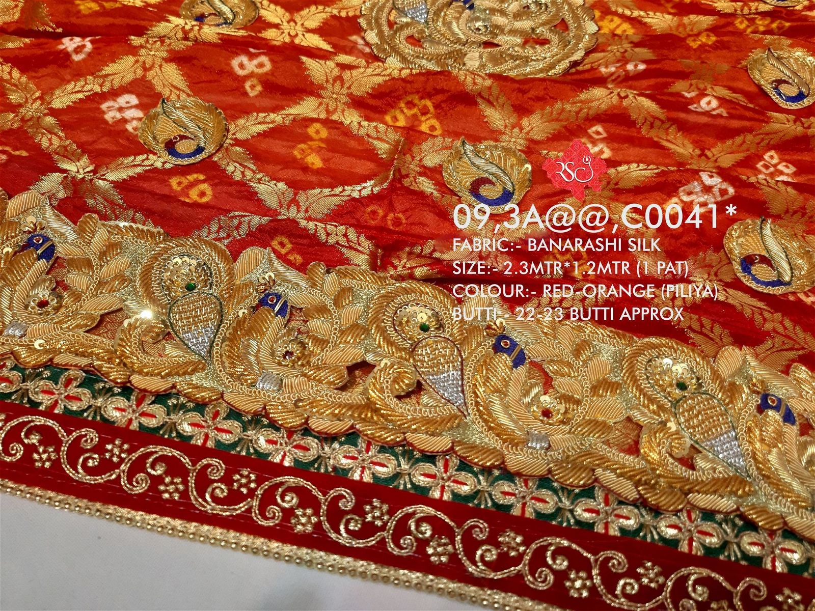 Ranisatiya Marwadi Designer Banarasi Silk with Bell Butti Open Odhna. - ranisatiyacreation