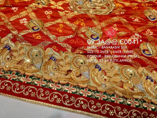 Ranisatiya Marwadi Designer Banarasi Silk with Bell Butti Open Odhna. - ranisatiyacreation
