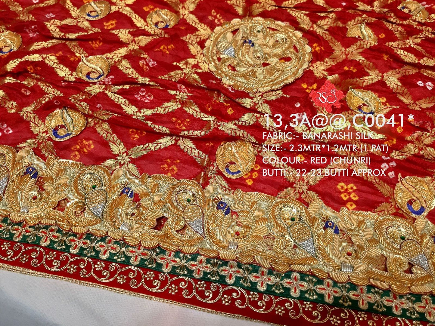 Ranisatiya Marwadi Designer Banarasi Silk with Bell Butti Open Odhna. - ranisatiyacreation