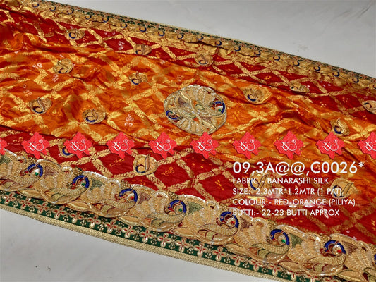 Ranisatiya Marwadi Designer Banarasi Silk with Bell Butti Open Odhna. - ranisatiyacreation