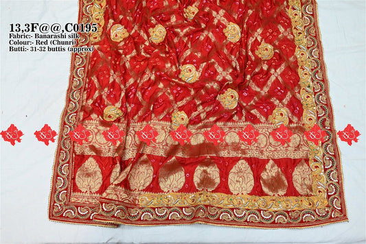 Ranisatiya Marwadi Designer Banarasi Silk with Bell Butti Open Odhna. - ranisatiyacreation